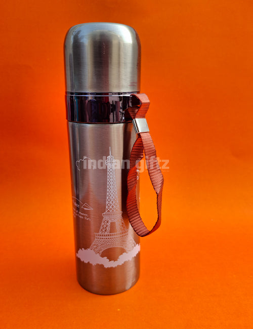 Eiffel Tower Kids Insulated Stainless Steel Flask – 500ml Hot & Cold Thermos with Straw.  Suitable for return Gift, housewarming & Return gift