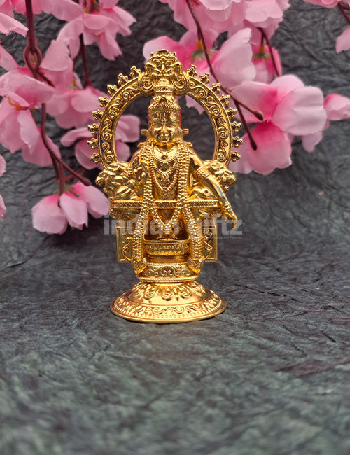 Lord Ayyappa Golden Colour Metal Idol Car Dashboard Statue