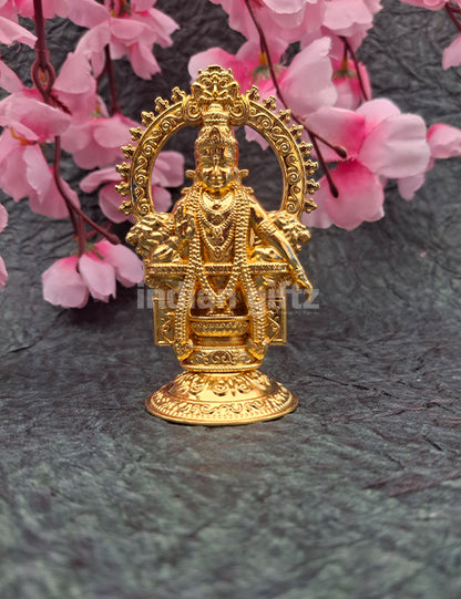 Lord Ayyappa Golden Colour Metal Idol Car Dashboard Statue