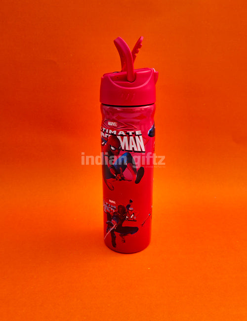 Spider-Man Insulated Stainless Steel Water Bottle – 500ml Double Wall Sipper with Straw – 500ml Hot & Cold Thermos with Straw.  Suitable for Kids &, housewarming & Return gift