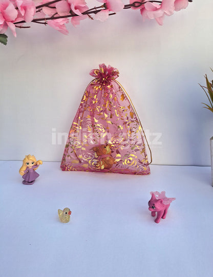 Flower Printed Potli Bags for Return Gift ,Wedding Party Favor Gift Bags Drawstring Pouches Pack Of 25 Bags (8 x 6 inch)
