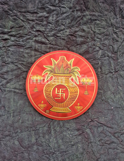 Self-Adhesive Round Gold Plated Self-Adhesive Kalash Gold Plated Sticker