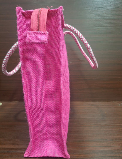 Durga Pink Print Jute Bag
