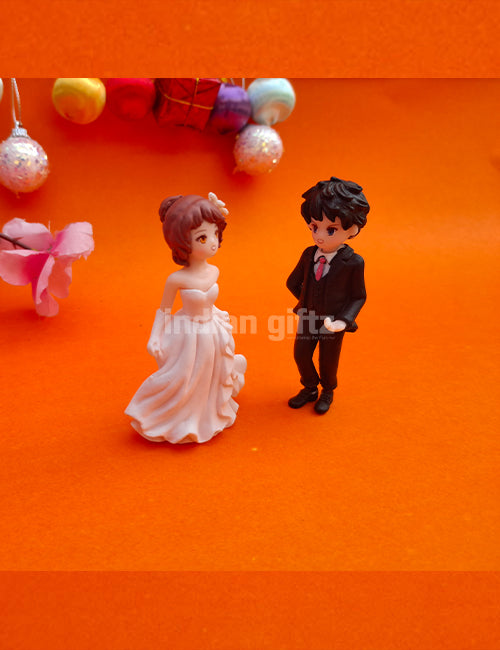 Bride and Groom Miniature Doll Set – Wedding Gift PVC Figurines suitable for Tabletop Decoration Gifting, Home Decor, Table, Car Dashboard Office Table