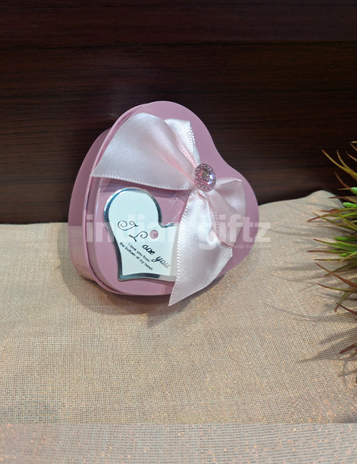 Baby Pink Heart-Shaped Metal Storage Container