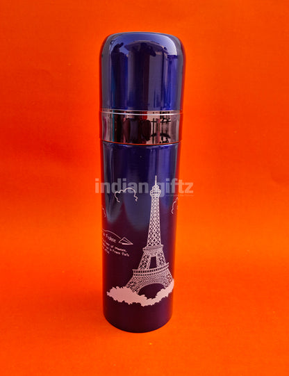 Eiffel Tower Kids Insulated Stainless Steel Flask – 500ml Hot & Cold Thermos with Straw.  Suitable for return Gift, housewarming & Return gift