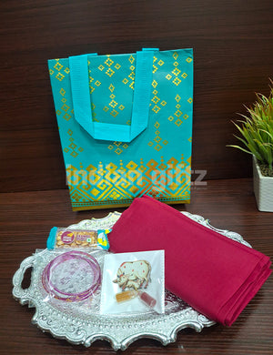 Silver Rectangular Plastic Tray Thambullam Set