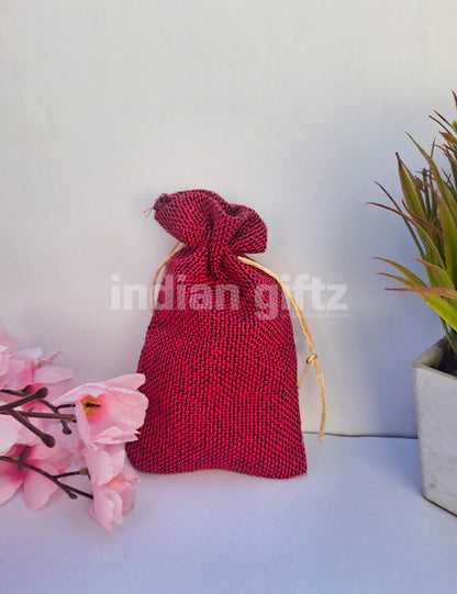 Maroon Burlap Plan Potli Gift Bags (6 x 4 inch)