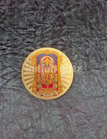 Round Gold Plated Self-Adhesive Tirupathi Balaji Sticker
