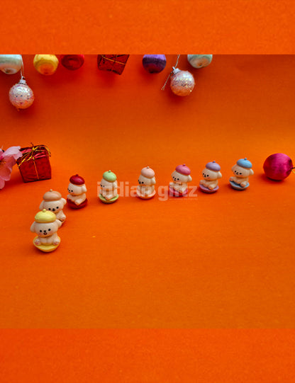 Miniature Multi Colour Elephant Dog Set 8 Pcs.  Gifting, Home Decor, Table, Car Dashboard Office Table