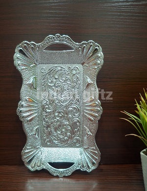 Silver Plastic Handle Tray