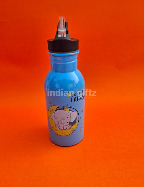 Good Night Prince Elephant Printed Aluminium Sipper Water Bottle.  Suitable for Kids