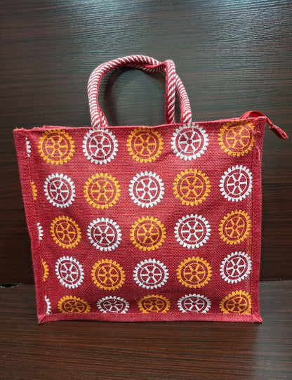 Multi-Color Wheel Jute Bag