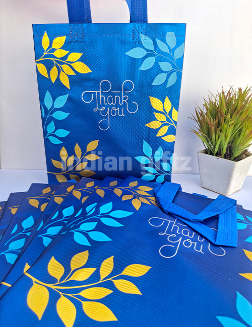 Royal Blue with Golden Patern Printed Non Woven Bag For|Wedding| Birthday | Housewarming| All Events  (13 × 10 inch)