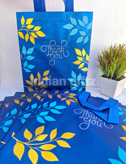 Royal Blue with Golden Patern Printed Non Woven Bag For|Wedding| Birthday | Housewarming| All Events  (13 × 10 inch)