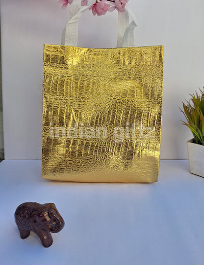 Golden Metallic  Non-Woven Gift Bag|Wedding| Birthday | Housewarming| All Events  (12 × 9 inch)