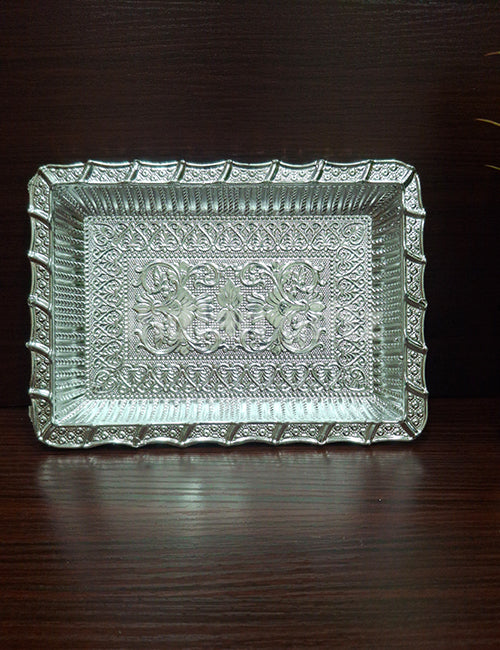 Silver Plastic Rectangle Tray