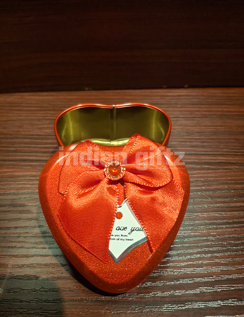 Red Heart-Shaped Metal Storage Container