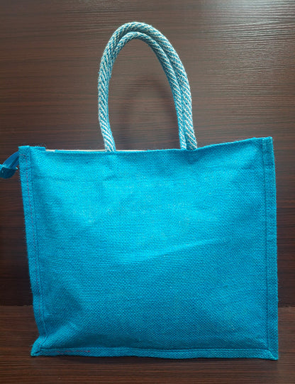Durga Blue Print Jute Bag