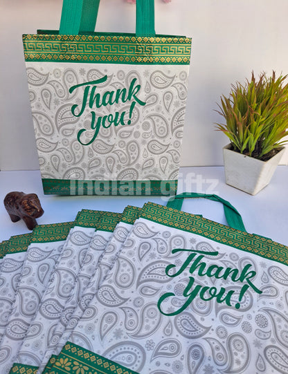 Thankyou Green Printed Non Woven Bag For|Wedding| Birthday | Housewarming| All Events (12 × 9 inch)