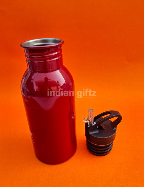 Good Morning Princes Elephant & Rabbit Printed Aluminium Sipper Water Bottle.  Suitable for Kids