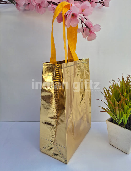 Golden Metallic  Non-Woven Gift Bag|Wedding| Birthday | Housewarming| All Events (11 × 7 inch)