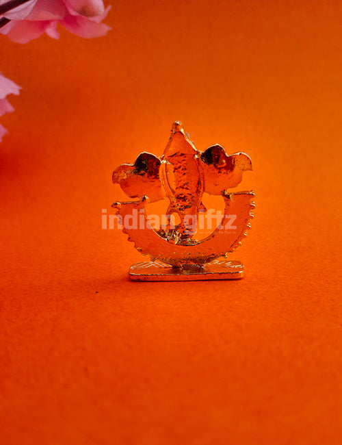 Gold Plated Stone Lord Ganesha Statue Suitable for Car Dashboard and Home Decor