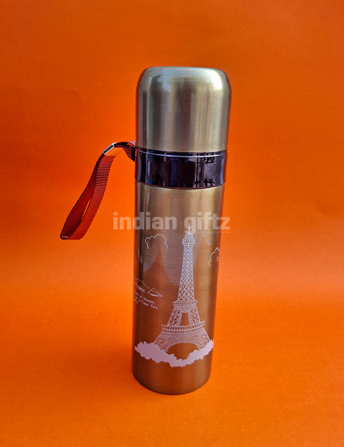 Eiffel Tower Kids Insulated Stainless Steel Flask – 500ml Hot & Cold Thermos with Straw.  Suitable for return Gift, housewarming & Return gift