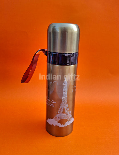 Eiffel Tower Kids Insulated Stainless Steel Flask – 500ml Hot & Cold Thermos with Straw.  Suitable for return Gift, housewarming & Return gift