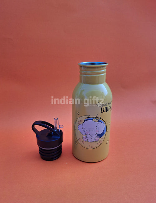 Good Night Prince Elephant Printed Aluminium Sipper Water Bottle.  Suitable for Kids
