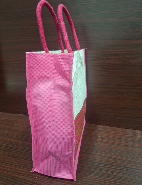 Zari Jute Bag (Pink)