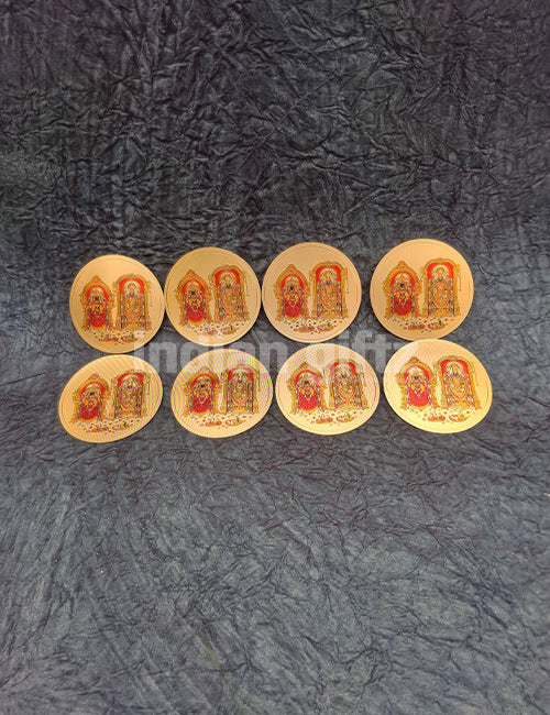 Round Gold Plated Self-Adhesive Padmavathi Thayar & Tirupathi Balaji Sticker