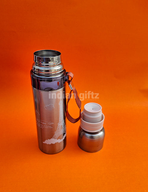 Eiffel Tower Kids Insulated Stainless Steel Flask – 500ml Hot & Cold Thermos with Straw.  Suitable for return Gift, housewarming & Return gift