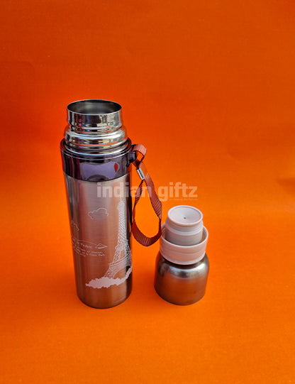 Eiffel Tower Kids Insulated Stainless Steel Flask – 500ml Hot & Cold Thermos with Straw.  Suitable for return Gift, housewarming & Return gift