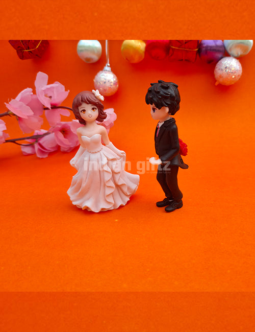 Bride and Groom Miniature Doll Set – Wedding Gift PVC Figurines suitable for Tabletop Decoration Gifting, Home Decor, Table, Car Dashboard Office Table