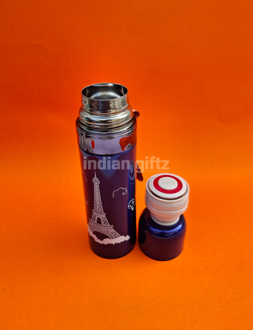 Eiffel Tower Kids Insulated Stainless Steel Flask – 500ml Hot & Cold Thermos with Straw.  Suitable for return Gift, housewarming & Return gift