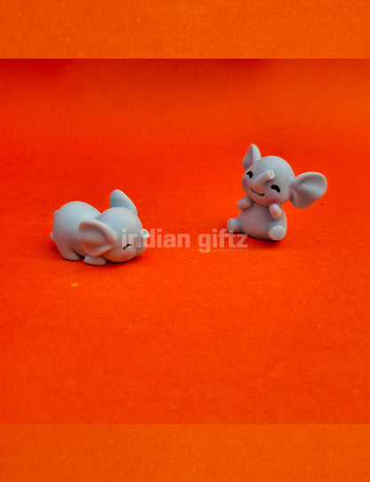 Wonderland Cute Fairyland Elephant 2 Pcs Wedding Gift PVC Figurines suitable for Tabletop Decoration Gifting, Home Decor, Table, Car Dashboard Office Table