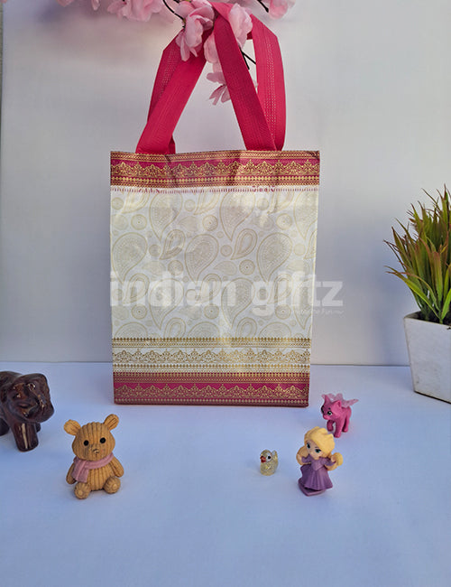 Pink with White Thank You Non Woven Bag For|Wedding| Birthday | Housewarming| All Events  (10 × 7 inch)