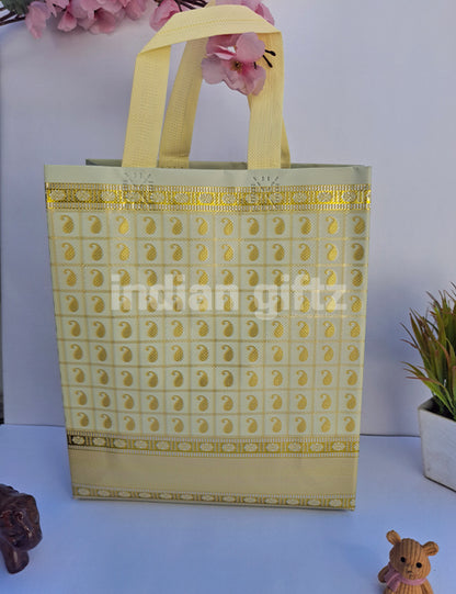Royal Golden Printed Patern Non Woven Bag For|Wedding| Birthday | Housewarming| All Events  (13 × 10 inch)