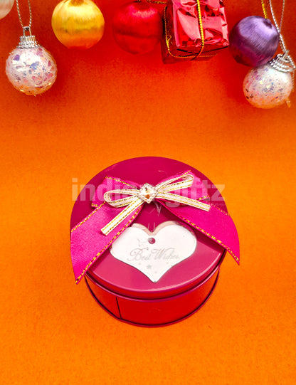 Red Round Empty Decorative Tin Box