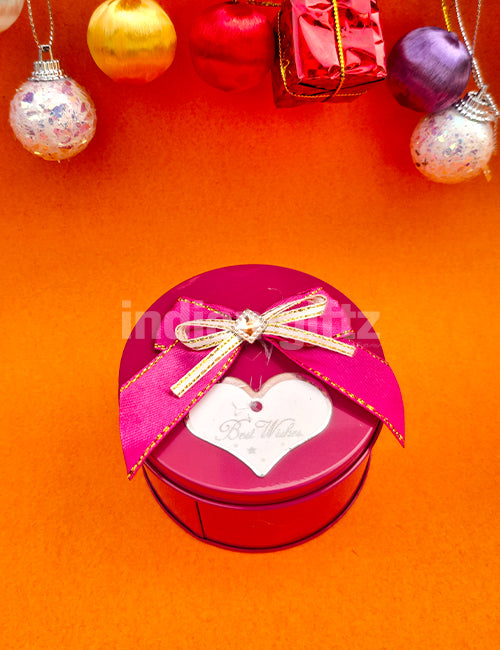 Red Round Empty Decorative Tin Box