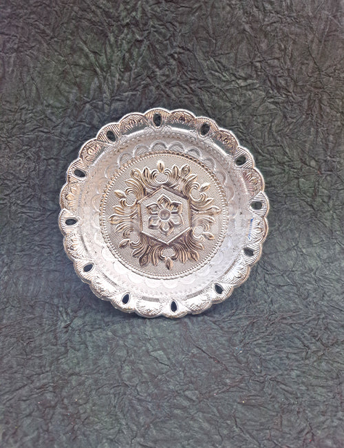 Round Silver Plastic Tray