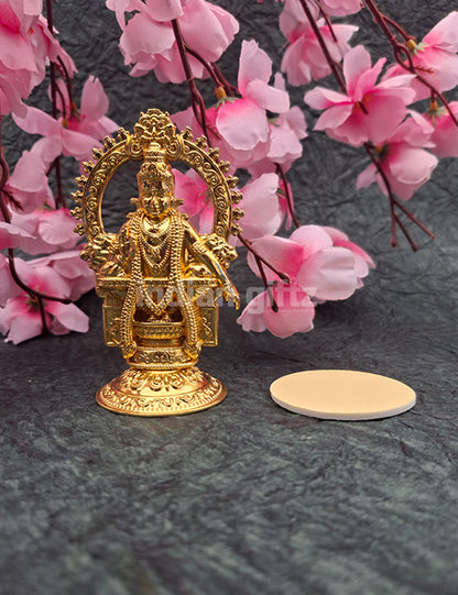 Lord Ayyappa Golden Colour Metal Idol Car Dashboard Statue