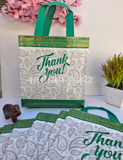 Thankyou Green Printed Non Woven Bag For|Wedding| Birthday | Housewarming| All Events (12 × 9 inch)