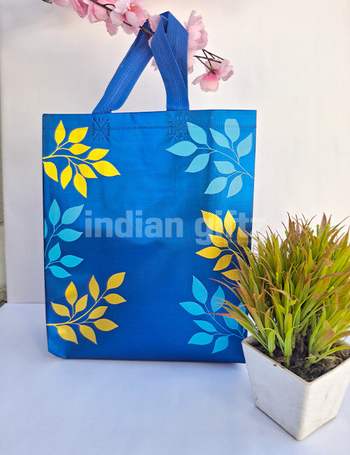 Royal Blue with Golden Patern Printed Non Woven Bag For|Wedding| Birthday | Housewarming| All Events  (13 × 10 inch)