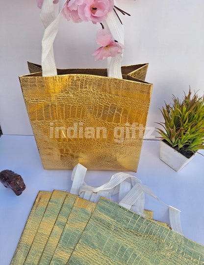 Golden Metallic  Non-Woven Gift Bag|Wedding| Birthday | Housewarming| All Events  (12 × 9 inch)