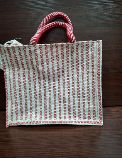 Red Lined  Window Jute Bag