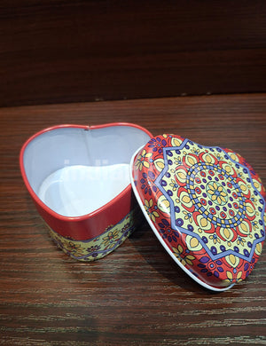 Traditional Printed Heart Shape Empty Decorative Tin Box