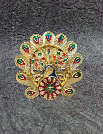 Peacock Dance Kumkum Platter (6x6 Inch)