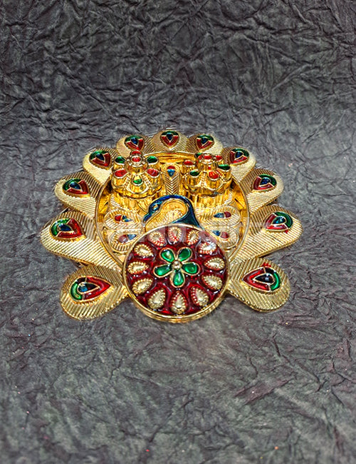 Peacock Dance Kumkum Platter (6x6 Inch)